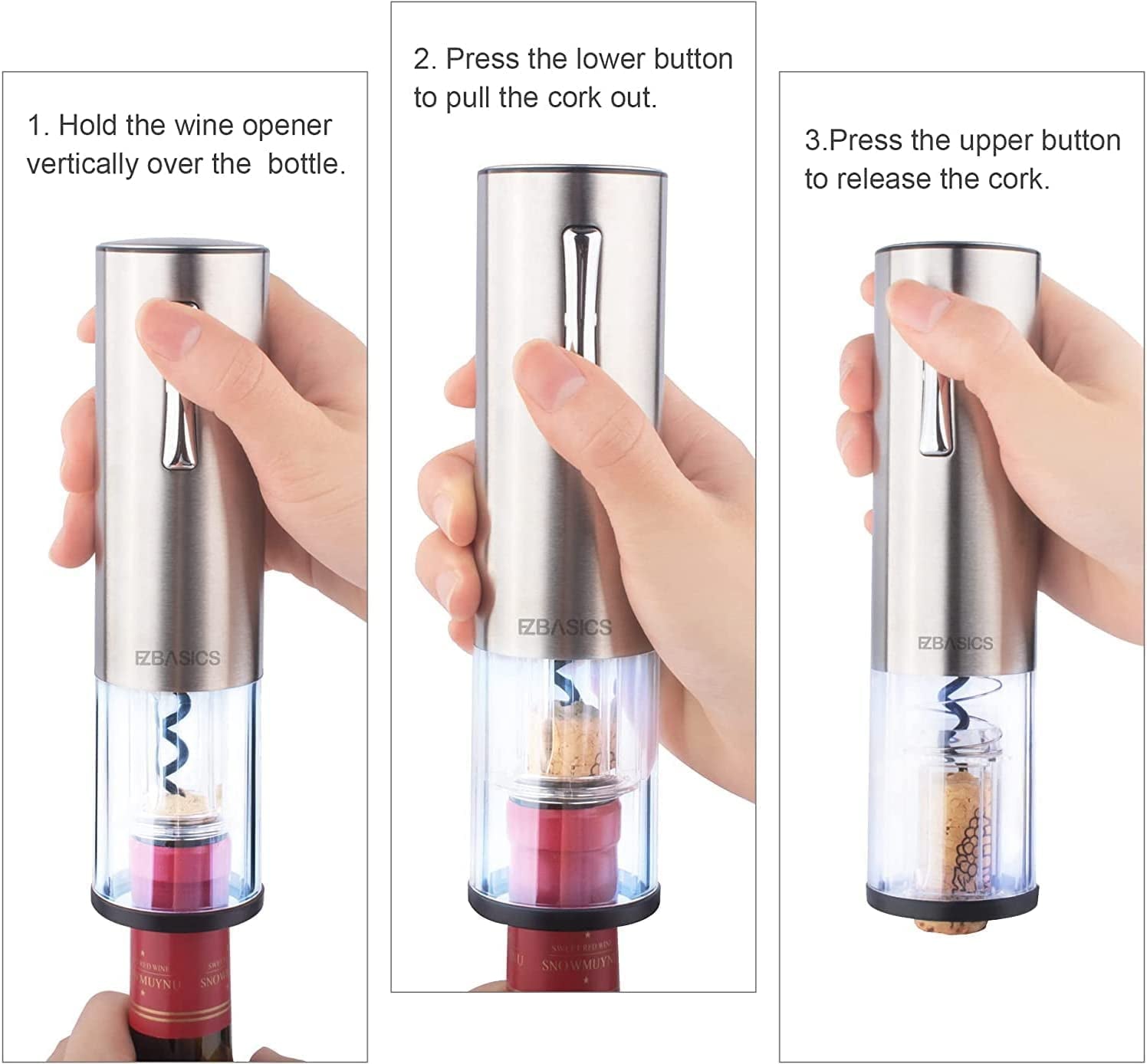 "Effortless Wine Opening: Complete Set with Foil Cutter, Vacuum Stopper, Aerator Pourer - Sleek Silver Design"